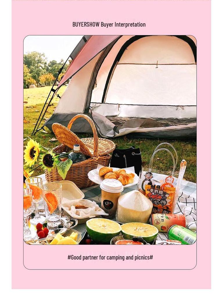 Portable Sun-Protective Rainproof Tent for 3-4 People - Double Layer & Quick Setup for Outdoor Camping and Picnics