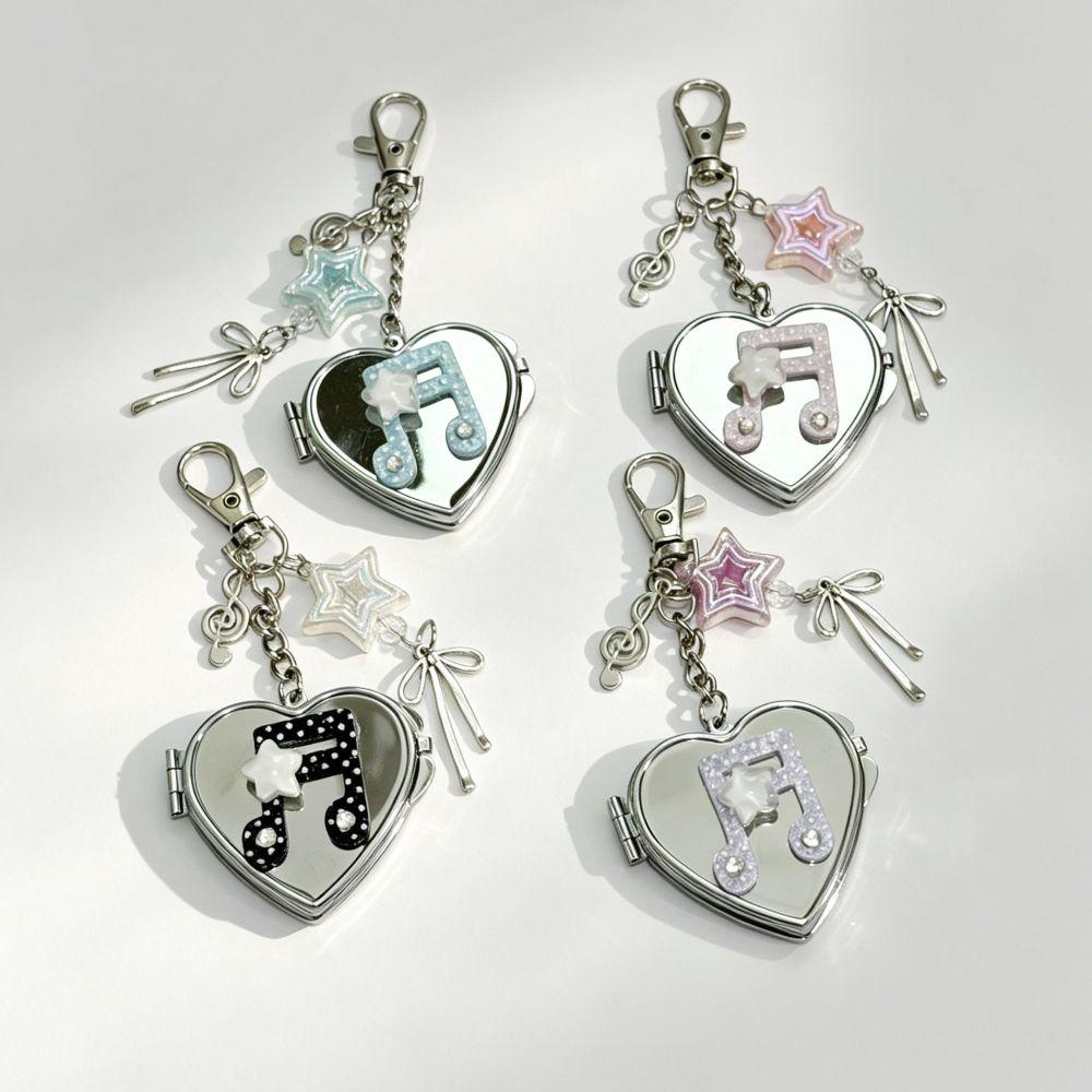 Heart-Shaped Bag Charm Pendant Lightweight Makeup Mirror Accessories Bag Decoration