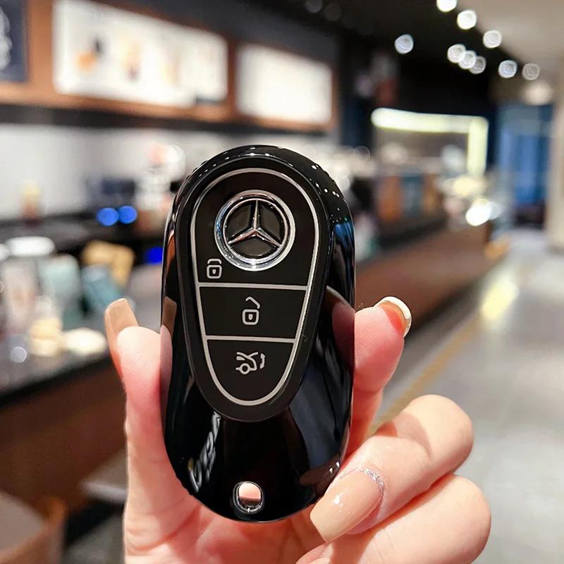 TPU Key Case Cover Car Accessories Fob Protector for Mercedes Benz S400L S450/S500 MaybachS480 Keychain Holder Keyring Shell TO7