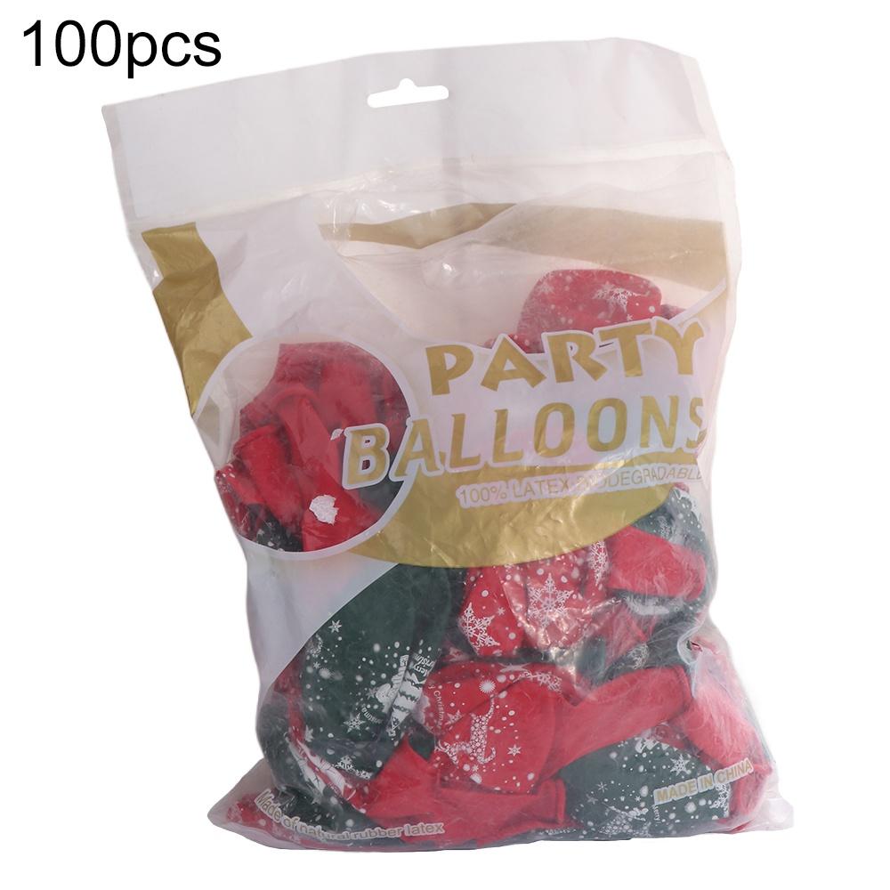 

100pcs Decorative Christmas Red Green Balloon Latex Christmas Tree/Snowflake Christmas Print Latex Balloons Red/Green 10inch 10inch