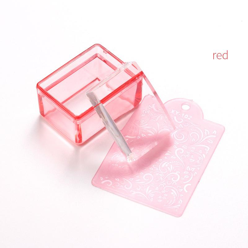Heart-shaped Nail Stamper With Scraper Jelly Silicone Head Stamp for French Nails Printing Nail Art Stamping Plate Manicure