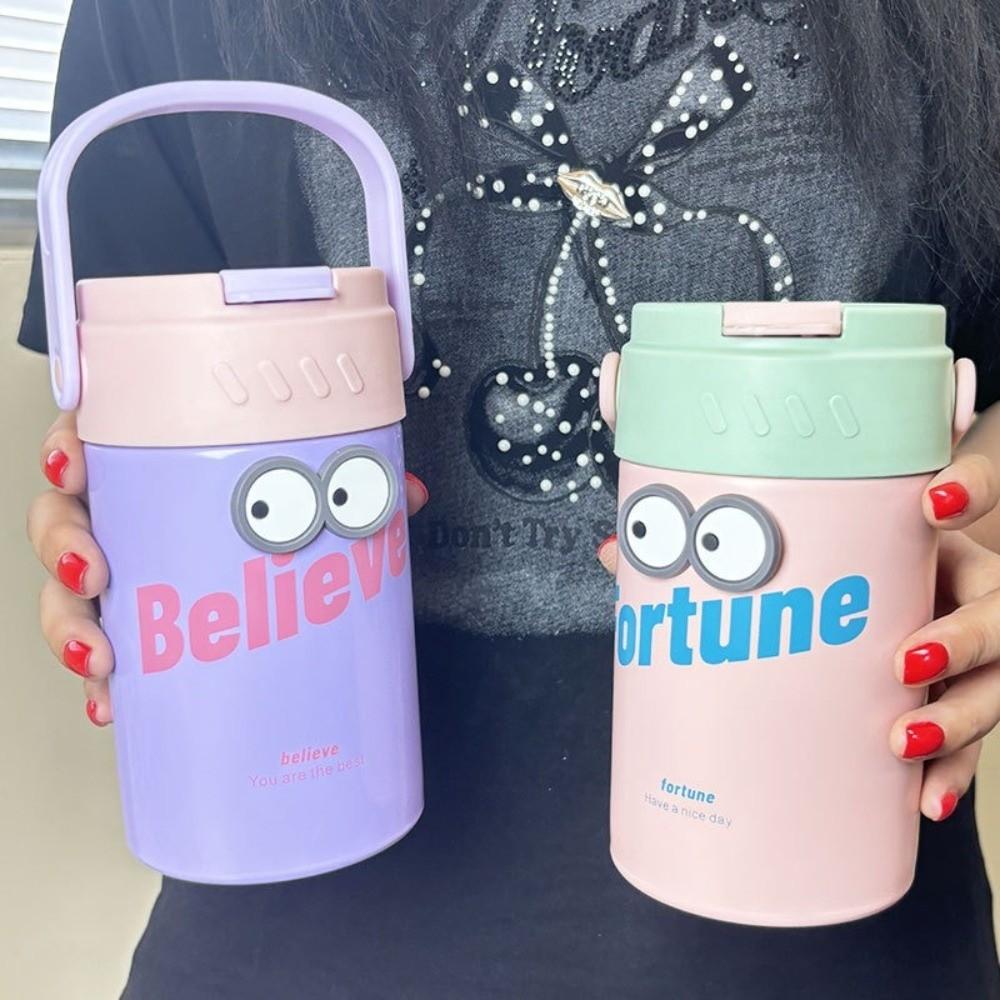 Stainless Steel Scented Tea Thermos Cup Foldable Straw Insulated Coffee Mug  Female Students