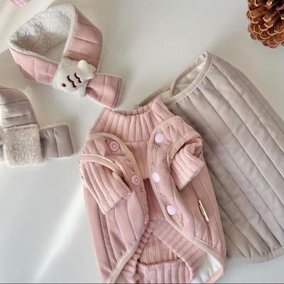 Teddy Puppy Dog Clothing with Scarf Vest Winter Warmer Bigbear Small Dog Schnauzer Teddy Winter Clothing