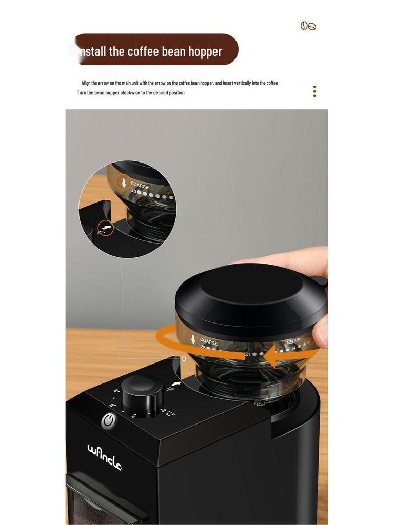 Brand New Automatic Coffee Grinder for Home - Italian American Design, Small Electric, Free Shipping