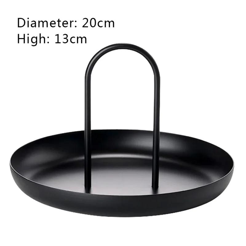 Nordic Storage Tray Round Jewelry Diaplay Trays Living Room Table Meal Snack Tray Makeup Storage Plate with Handle Home Decor