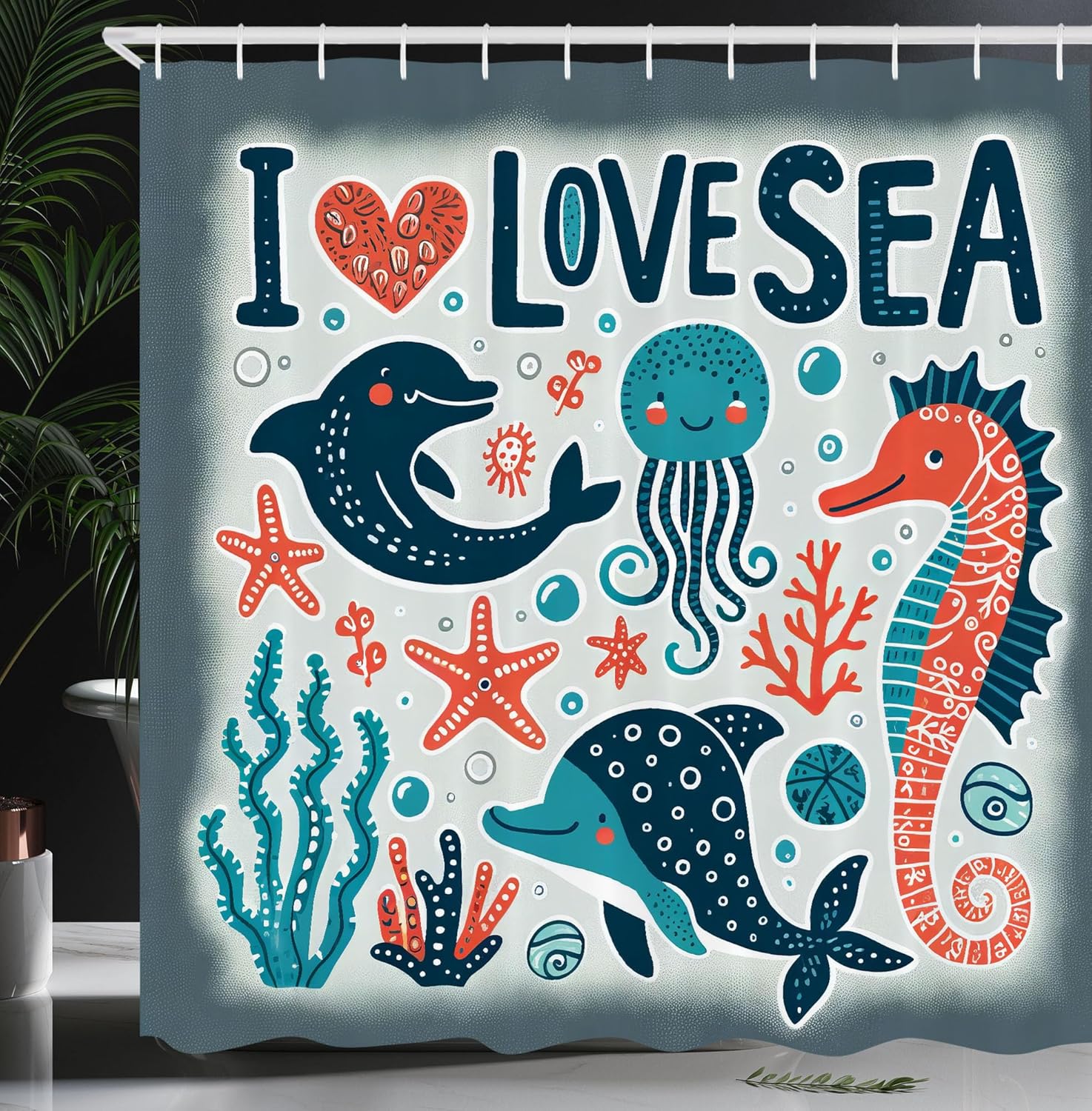 

Cat Shower Curtain, Modern Spin on The Term Fishing Goldfish Hunting Humorous Art, Cloth Fabric Bathroom Decor Set with Hooks 90x180CM