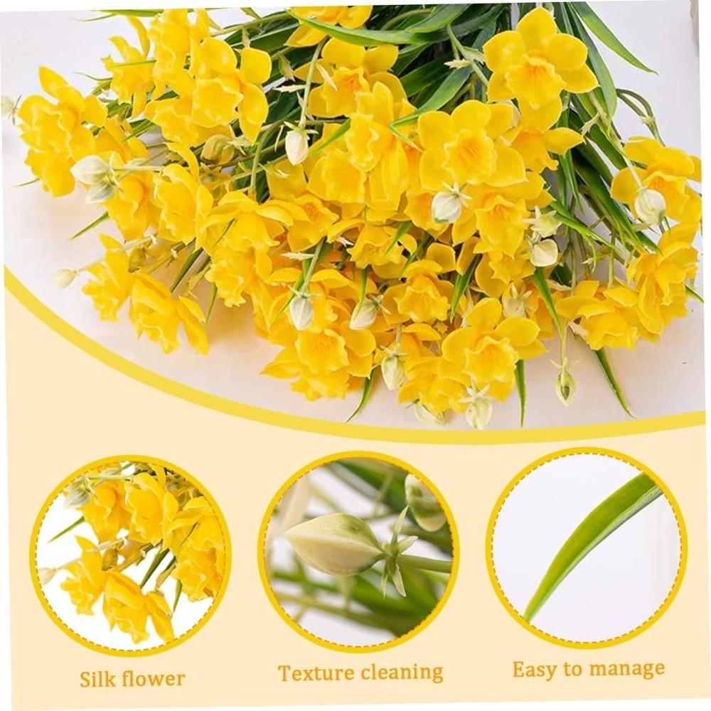 10 Heads Artificial Daffodils DIY Floral Realistic Flowers  Photography Props
