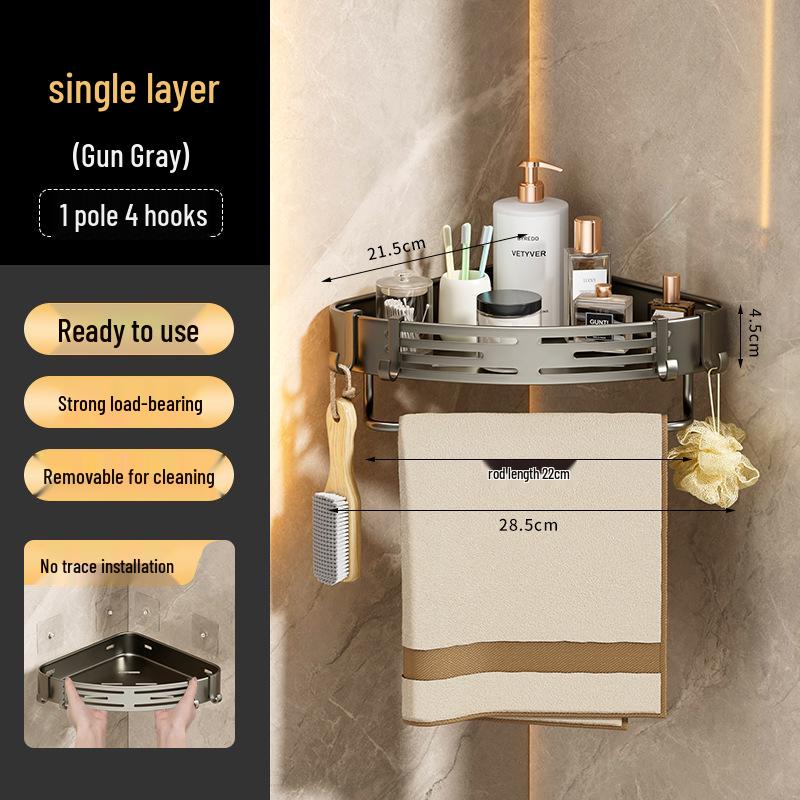 No-Drill Bathroom Corner Shelf Storage Rack