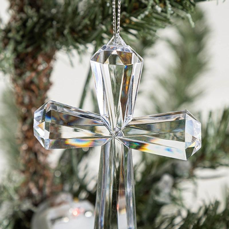 Klare Acryl Weihnachtsdekorationen Weihnachtskugel Elegante Religiöse Dekoration mit Aufhängeseil Winterparty Geschenk