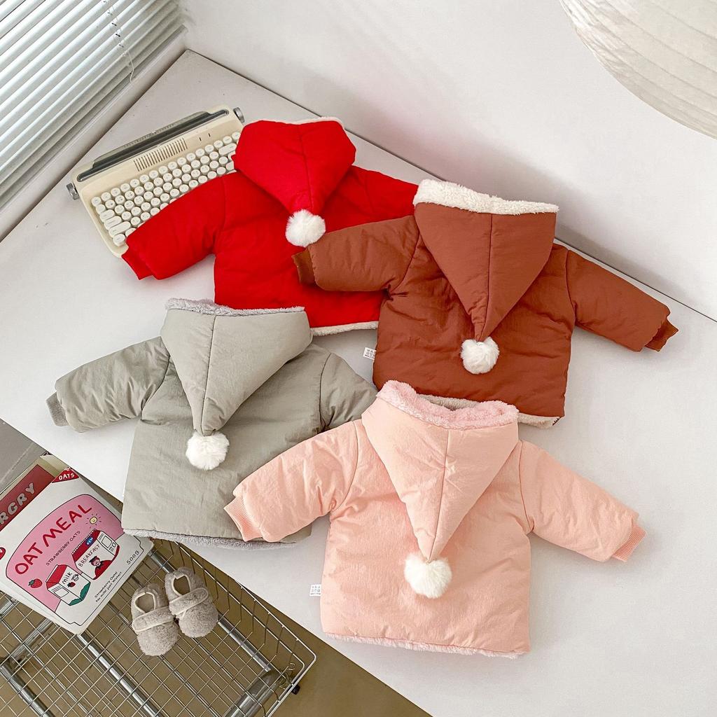 Baby Coat 2025 Winter New Cotton Baby Girl's Hooded Coat Plus Velvet Warm Hooded Jacket Coats