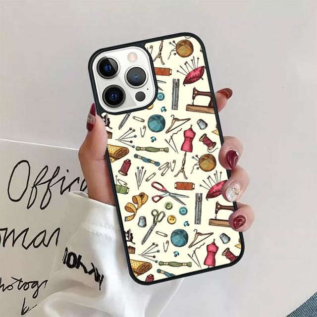 Sewing Scissors Buttons Phone Case Cover For iPhone 17 Air 15 16 14 13 12 Pro Max 11 Pro Max Plus Coque Shell