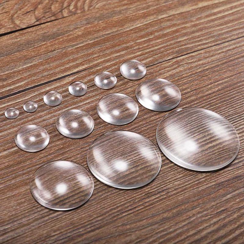 Kristallen Concave-Convexe Glazen Patch voor Doe-het-zelf Sieraden - Rond, Wit, Platte Achterkant