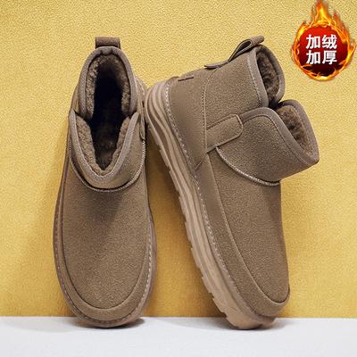 Botas de neve de inverno masculinas de veludo espessas quentes versáteis impermeáveis sapatos de algodão masculinos de cano alto sapatos masculinos botas de algodão de tamanho grande do Nordeste