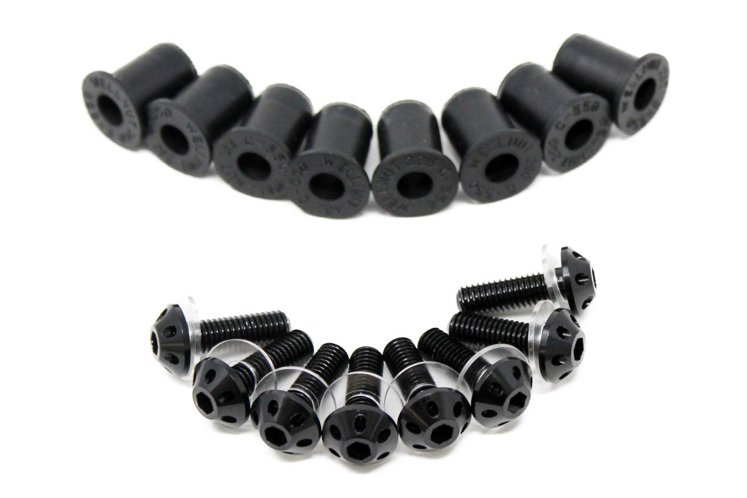 SSK ASB0208BK Machined Aluminum Screen Bolts, Wellnut, Set of 8, Black 8 sets included чёрный