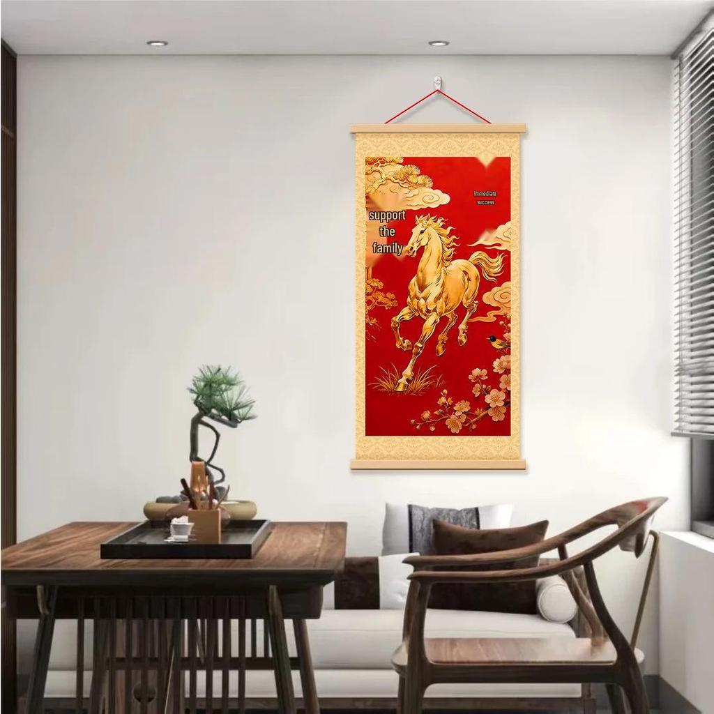 Purple Energy from the East: Auspicious Horseback Success Hanging Art for Living Room, Entryway, Office, or TV Wall.