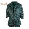 Chaqueta de traje de mujer con solapa, manga larga, un solo botón, estampado de leopardo en bloques de color, corte ajustado, ropa informal de negocios