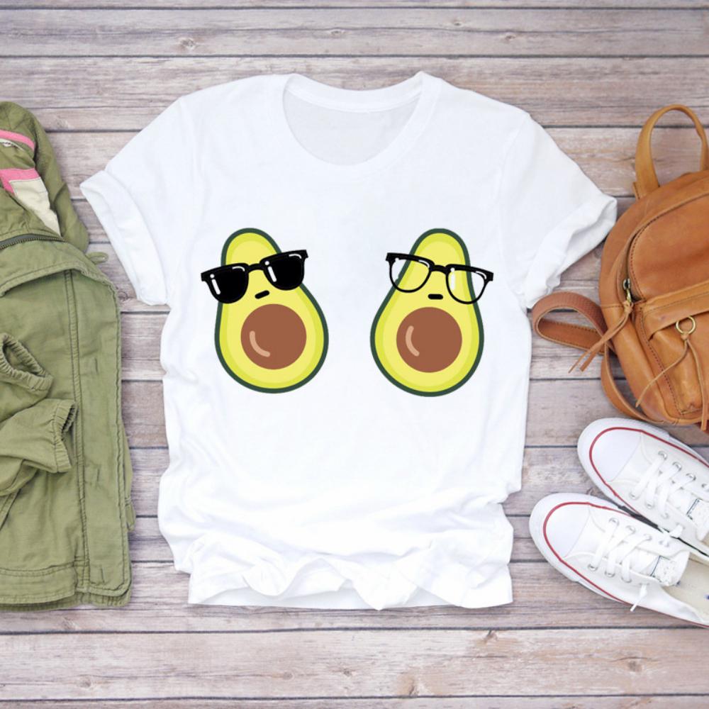 

Colored Cartoon Fruit Tshirts Avocado and Pineapple Tshirts Plussize Casual Tshirt Daily Streetwear Women Casual Tops S
