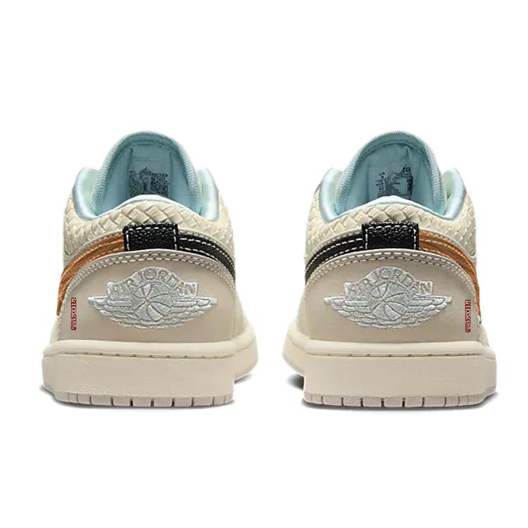 Jordan Air Jordan 1 Slip Resistant And Breathable Low top Vintage Basketball Shoes Women's Beige Brown HQ3440-101(Team56-)