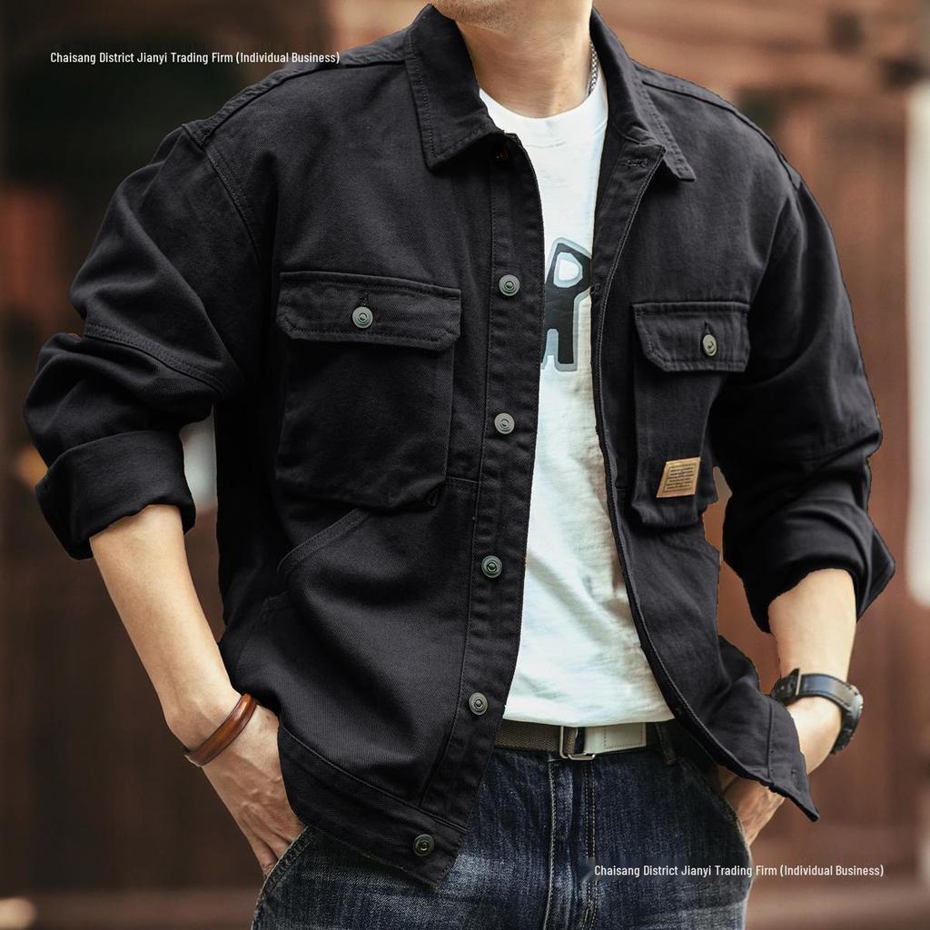 Men's Camouflage Denim Flight Jacket - Loose Korean Style for Spring & Autumn Casual Wear