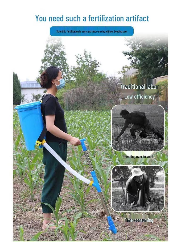 Stainless Steel Manual Corn Fertilizer Applicator for Soil Topdressing and Sidedressing