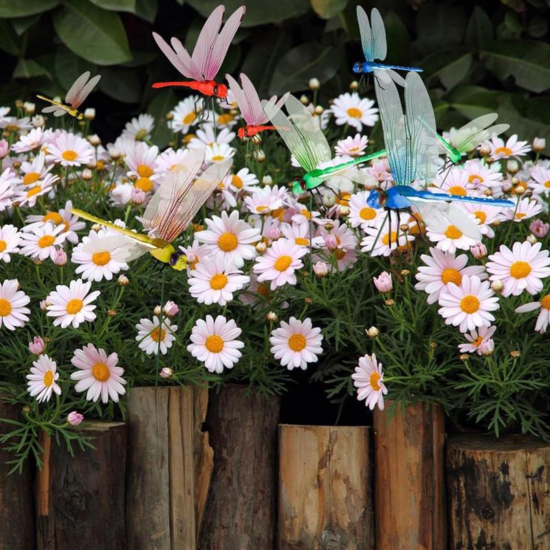 12pcs Colorful 3D Dragonfly Garden Yard Planter Dragonfly Flower Arrangement Dragonfly Outdoor Decor Flower Pots Decoration