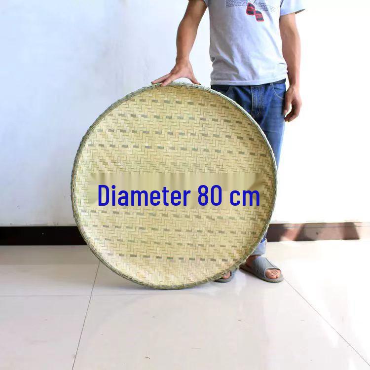 Bamboo Household Winnowing Basket: Perforated & Non-Perforated Bamboo Sieve, Handmade Woven Tray for Dried Goods & Sun-drying Decor