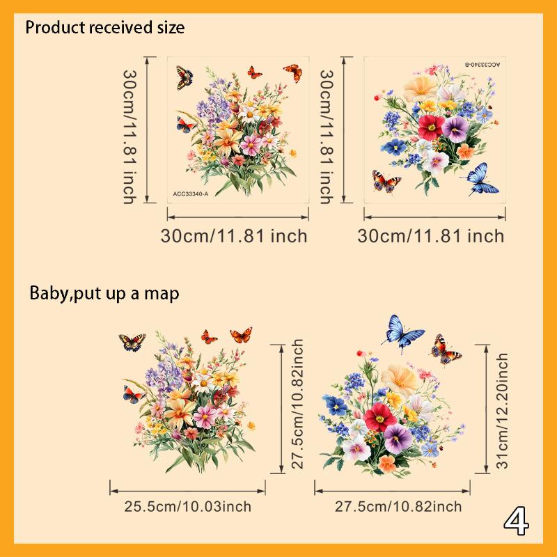 

Floral Bathroom Wall Decals Pink Flower Waterproof Stickers for Toilet Tile & Shower 4