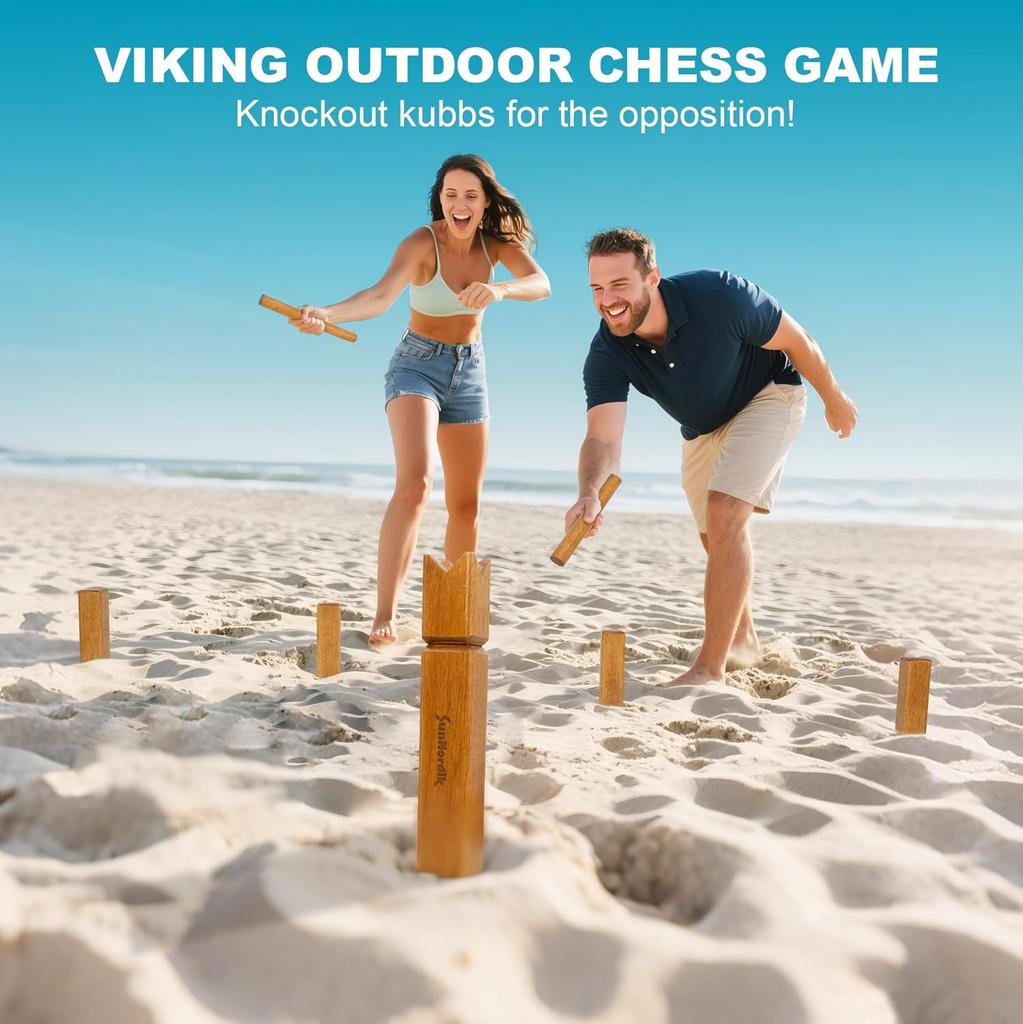 Kubb Yard Game Set, Giant Viking Tossing Game, Outdoor Lawn Game with Carry Bag