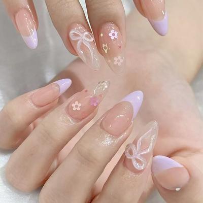 Fake Nails French Wearing Nail Three-Dimensional Bow Removable Nail Patch Flower Nail Patch Nail Patch