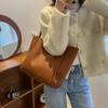 Simple Casual PU Leather Shoulder Bag French Style New Design Tote Bag Retro Underarm Bag  Travel