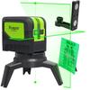 Huepar 9211CG 2-Line Green Laser Level, 2-Point Green Cross Line Laser with Automatic Leveling, High Brightness, 110° & 180° Line Beam Angle, Ground P