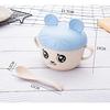 Lala KiDs Baby Straw Cup with Spoon 450ml Blue Bear Design Wheat Straw Eco-Friendly BPA-Free Durable Sterilizable