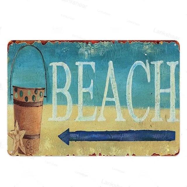 Vintage Surfing Beach Metal Sign  Waves Summer Wall Art Poster  Coastal Decor for Bar Porch Surfing Club  Retro Tin Sign for Hom