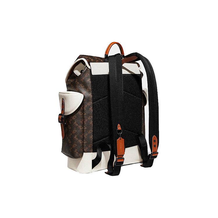 New COACH Hitch Coated Canvas With Leather Backpack Tubas Men's White & Dark Brown C8460-JITX0