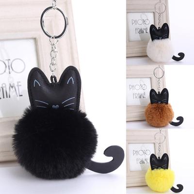 Artificial Fur Fluffy Cat Key Ring Keychain Fashion Jewelry Bag Hang Accessories