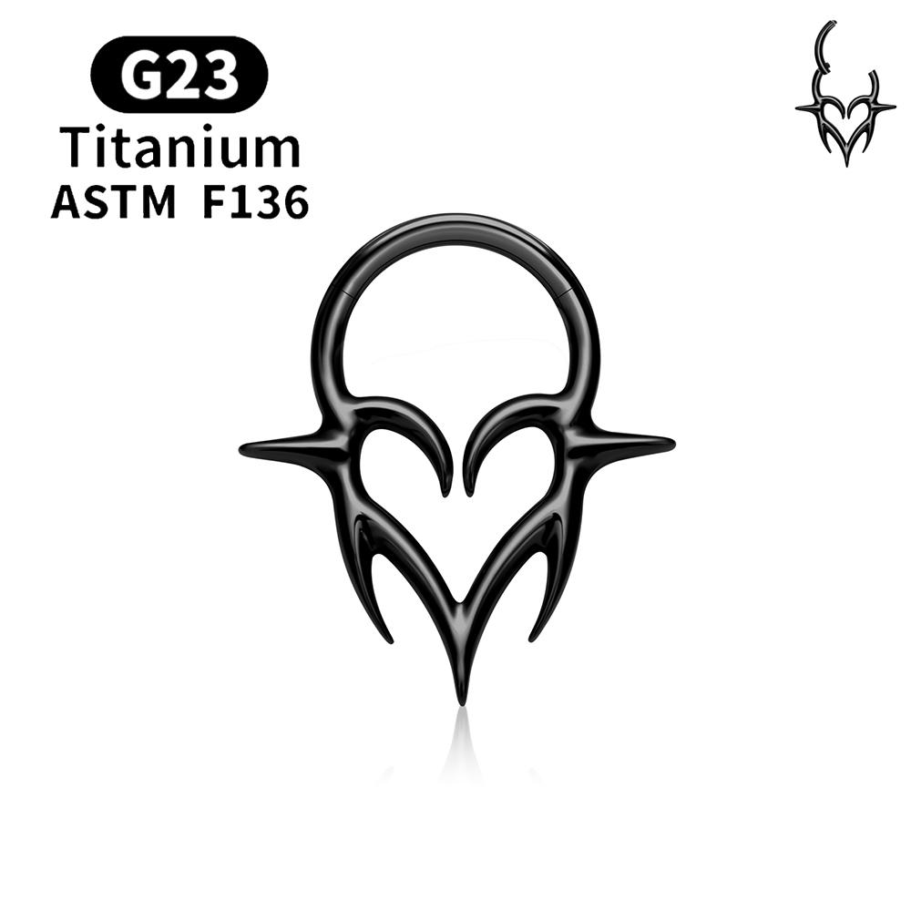 ASTM F136 G23 Titan Piercing Septum Herz Nasenringe 16G Scharnier Clicker Tragus Knorpel Helix Ohrringe Punk Körperschmuck 16G 1.2x8mm