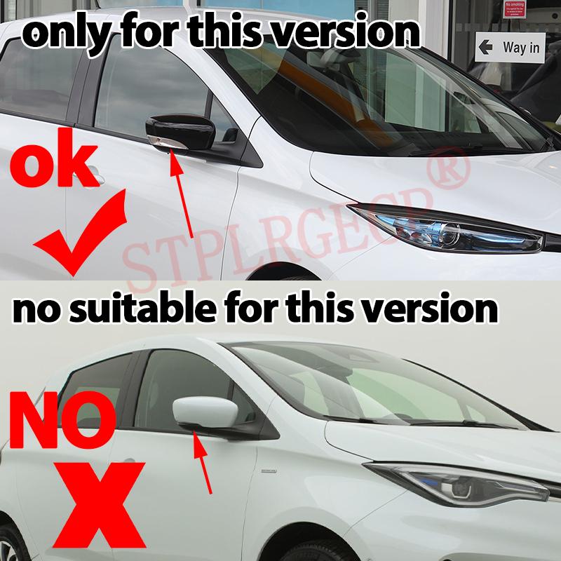 For Renault Zoe Pre-facelift 2012-2016 2017 2018  Bright Black Pattern Sticker On Side Mirror Covers Cap Horn Shape