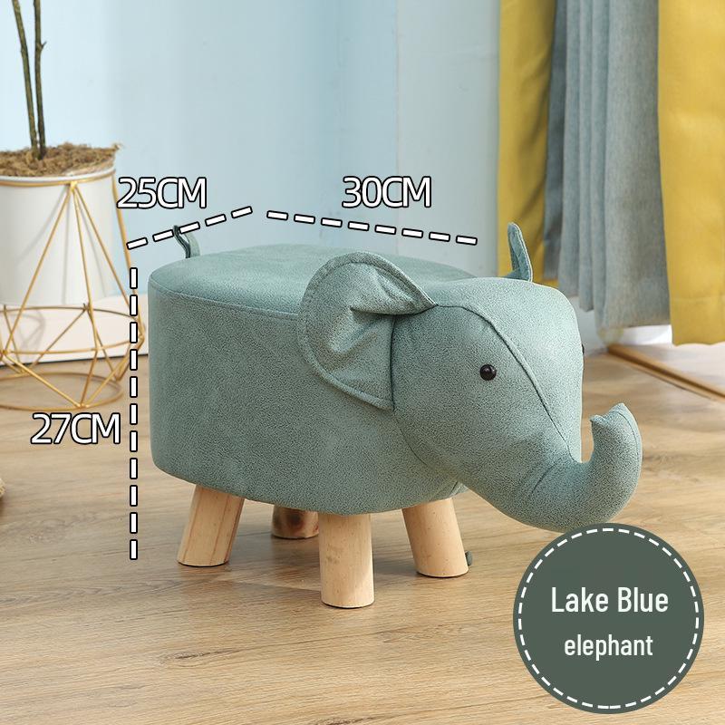 Children's Solid Wood Elephant Stool - Cute, Creative, Cartoon Animal Design for Home and Shoe Changing