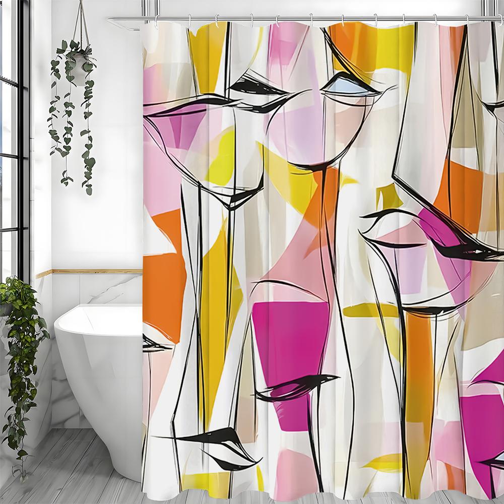 

Абстрактное искусство Современные женщины Геометрическая шторка для душа, Декоративная шторка для душа для ванной, Водонепроницаемая шторка для душа с крючками 90*180cm