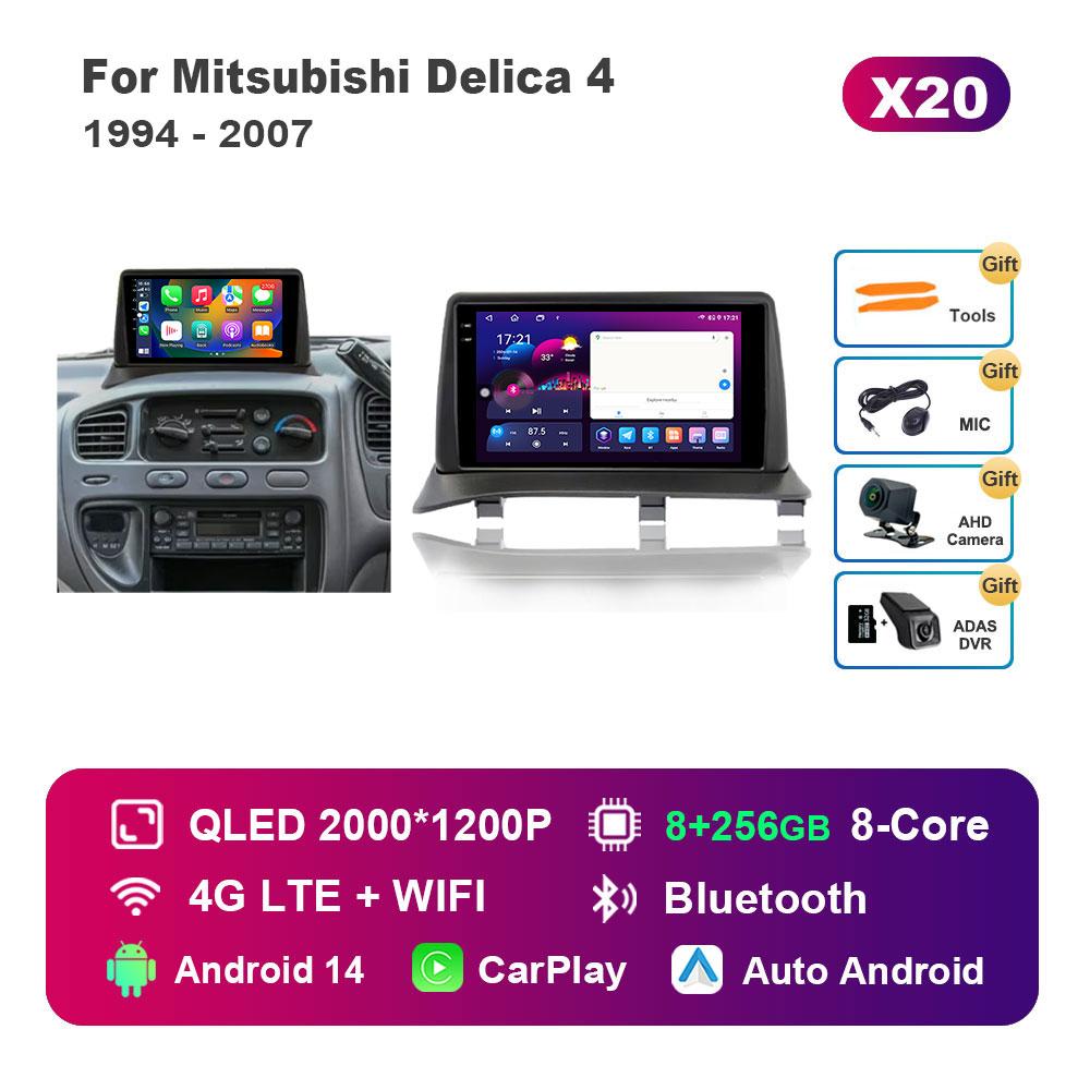 For Mitsubishi Delica 4 1994 - 2007 Car Android 14 Intelligent System DSP Stereo 4G Navi GPS WiFi IPS Touch Screen Bluetooth