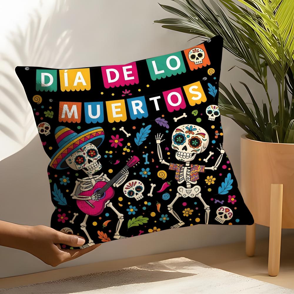 Festival D-Dia De Muertos 1 Pillow Case Linen Cushion Covers For Decorative Sofa Home Pillows Case Car Chair Pillows Cases