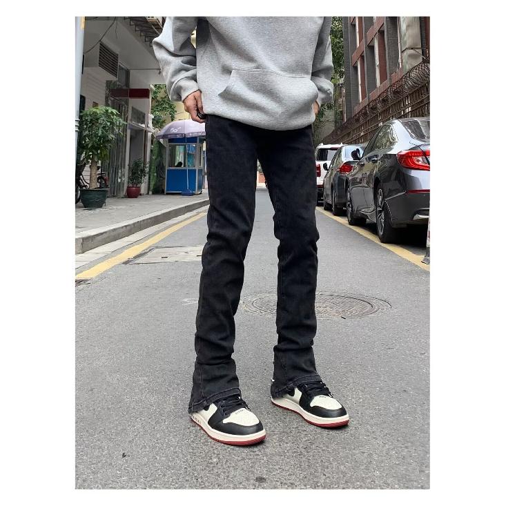 

Мужские ретро-стираные винтажные широкие джинсы, мужские свободные прямые повседневные универсальные длинные брюки 3XL чёрный