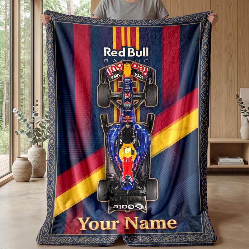 Red Bull Racing Individuelle Flanell-Kuscheldecke Drucken Sie Ihren Namen Text Weiche Warme Decke Weihnachtsgeschenk