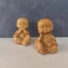 Carved Monks Statue Hand-held Wood Carved Ornaments Mini Little Monks Sculptures  Desktop
