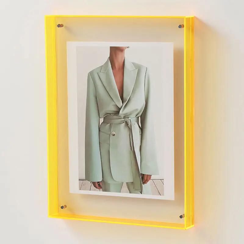 Acrylic Photo Frame Box Transparent Photocard Holder Interior Frame Picture Display Stand Office Home Desktop Wall Decoration
