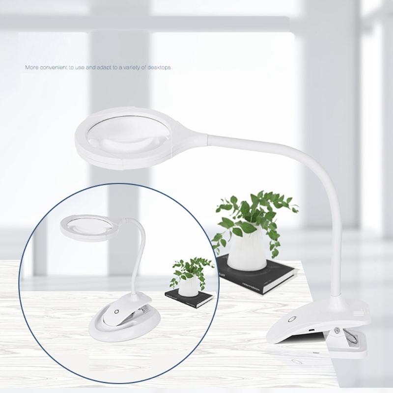 Akumulatorowa Lupa Biurkowa ze Stojakiem i Zaciskiem Regulowana Jasność do Hobby Rzemiosła Warsztatu Szycia Napraw