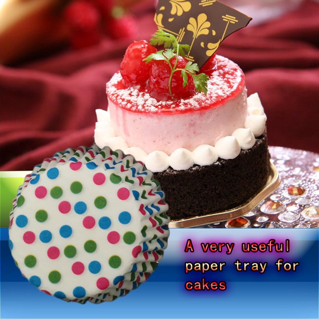 Buy Dot Printed Cake Oil Paper Tray Baking Paper Cup 100pcs Cake Paper