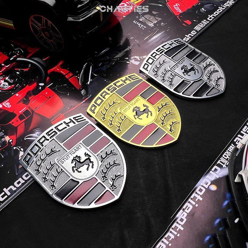 3D Metal Car Hood Front Modification Sticker Body Decorative Decal For Porsche Cayenne Panamera Macan 911 718 918 Taycan Boxster