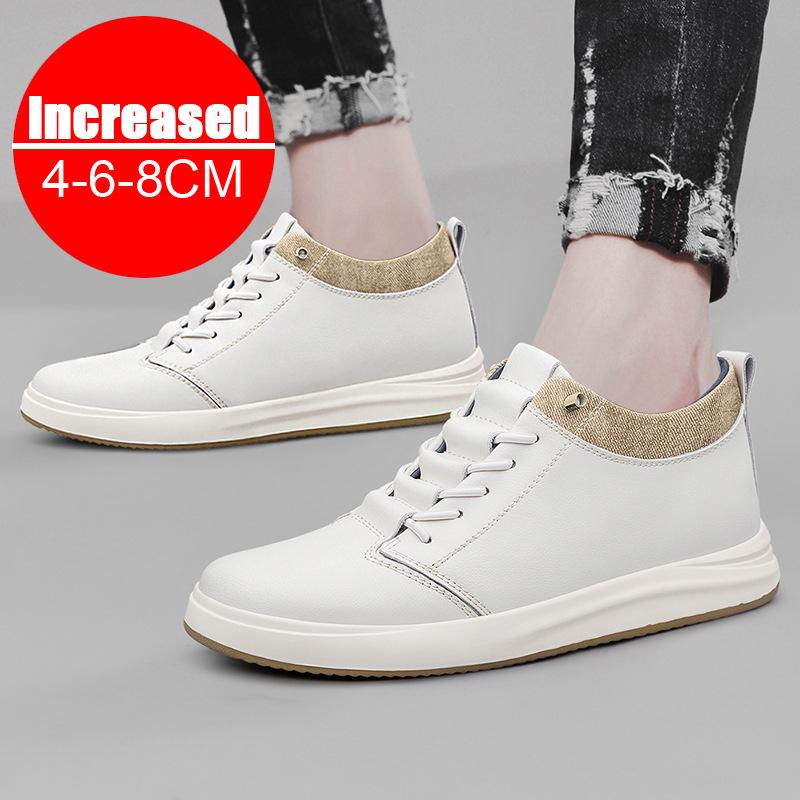 High Quality Leather Heightening Elevator Shoes Height Increase Shoes Men Height Insole 6/8CM Sneakers Sport Zapatos Para Hombre