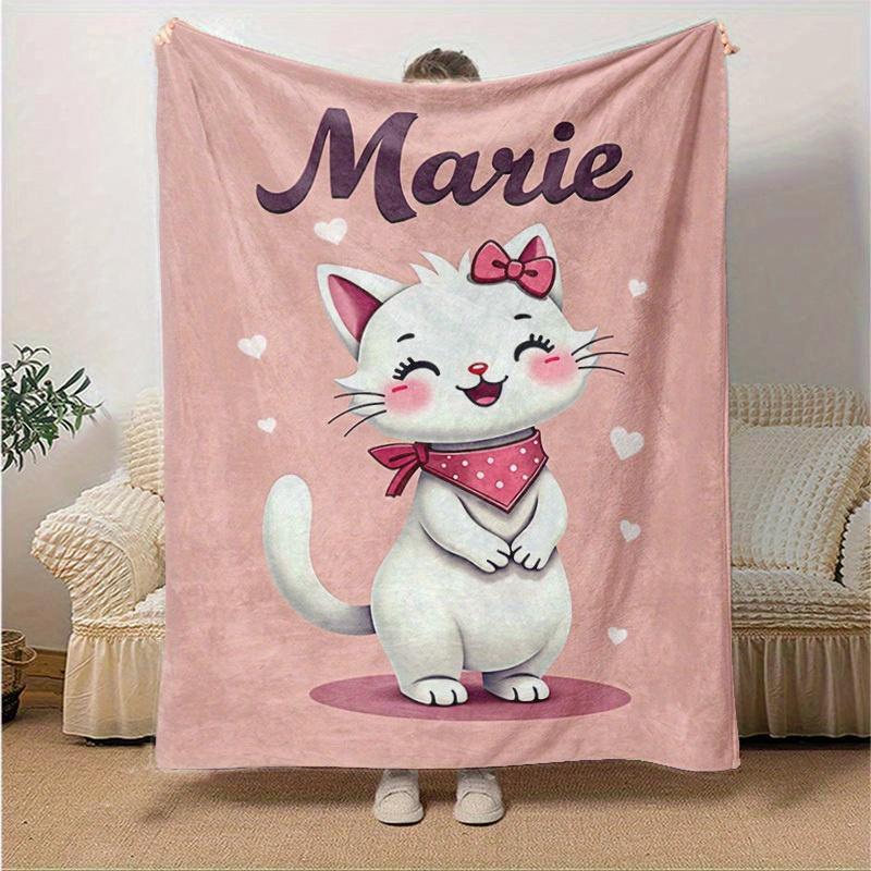 1pc Cute Cartoon Marie Cat Blanket - Seasonal Home Decor, Cartoon Blanket, for Decorating Your Own Sofa and Living Room, Super Soft Flannel,
